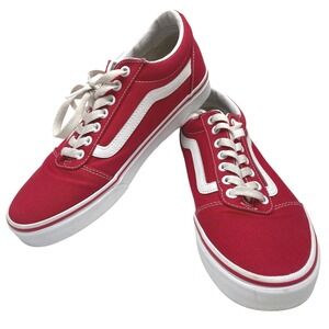 Vans Ward Low Top‎ Canvas Red White Skate Sneakers Shoes Mens Size 8.5